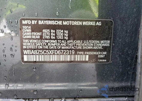 2015 BMW 328 Xigt Sulev from USA, damaged, VIN WBA8Z5C5XFD672319